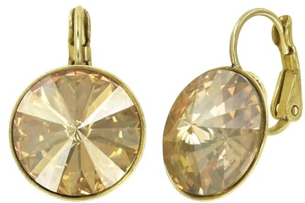 Konplott: Ohrringe Rivoli shinny brass, moderne Solitärohrringe in glänzend-goldener Fassung, für Damen/Frauen