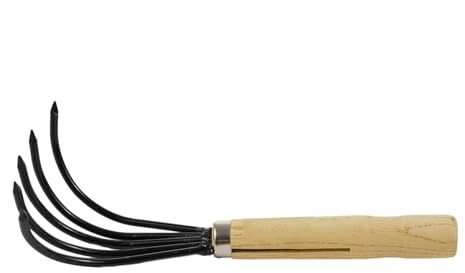 Small Eight Hoe Garden Tool With Short Wooden Handle Handheld Garden Dig Soil Tool Handheld Hoe Handheld Rake for Loosening or Weeding Soil Steel and Wood Material Lightweight and (Type B)