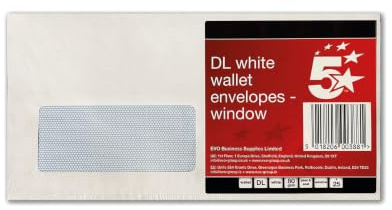 5 Star DL Envelopes Window Peel and Seal 80gsm White (Pack of 25) FS600388