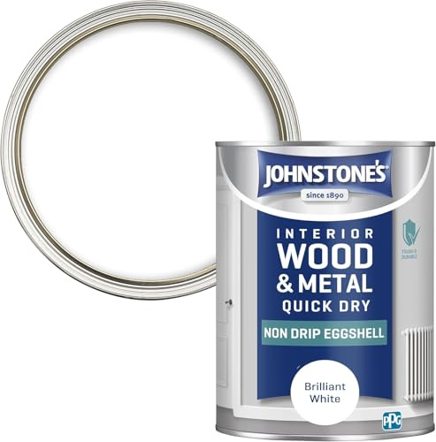 Non Drip Eggshell Paint Brilliant White 1.25L | Smooth Mid-Sheen Finish for Wood & Metal | Durable, Easy to Apply, Low Odour, Interior & Exterior Use