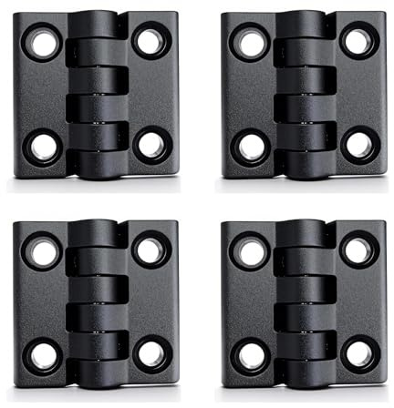 4x Charnières en plastique 50x50 mm noires, charnières en polyamide non démontables, résistantes et durables pour jardin, menuiserie, portes, meubles, coffres, projets de bricolage