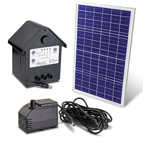 CLGarden NASP5 Solar Teichpumpe mit Akku 1100 l/h Springbrunnenpumpe mit 22W Solarpanel, LED & Timer für Gartenteich, Wasserspiel & Bachlauf
