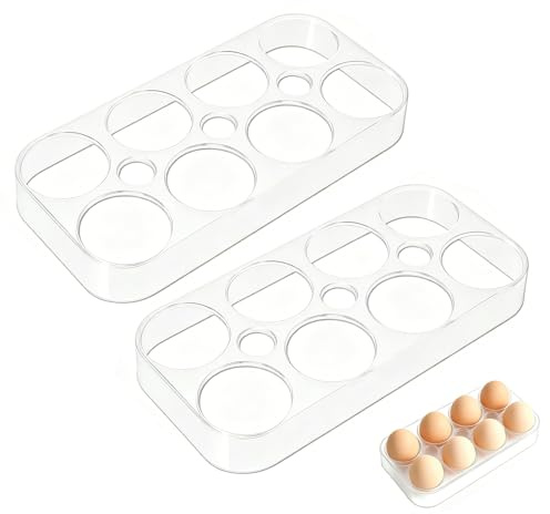 poraceous 2 Pezzi Contenitore per Uova, Porta Uova da Frigo, Trasparente Plastica Portauova Frigorifero, Organizer per Uovas in Cucina e Freezer, Salvaspazio e Protezione Contro le Rotture