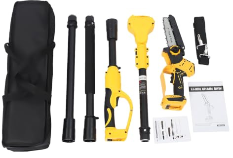2-in-1 Akku Hochentaster 6 Zoll Mini Kettensäge mit 8,2 Fuß Verlängerung stange 600W Bürstenloser Motor 180° schwenkbarer Motorkopf Elektro kettensäge für Gartenscheren Astschere Holzschneidenz