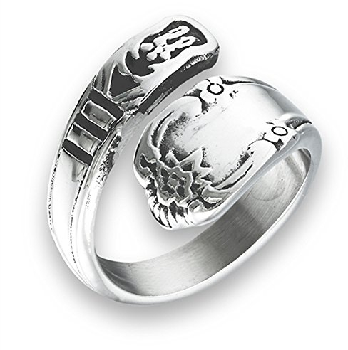 Victorian Claddagh Style Open Wrap Spoon Ring Stainless Steel Band Sizes 7-10