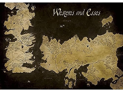 Pyramid International Game of Thrones Westeros And Essos Antique Map Canvas Print, Cotton, Multi-Colour, 1.8 x 85 x 120 cm