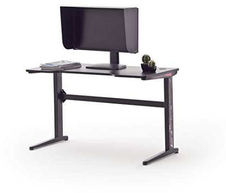 MC RACING Gaming Tisch mit LED Beleuchtung RGB Gaming Schreibtisch MDF Carbon Look, Basic 2
