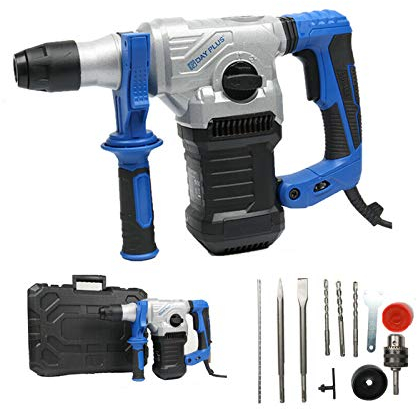 Huini Bohrhammer mit SDS Plus Aufnahme 1500W Abbruchhammer mit 360 °Drehgriff 6 Variable Geschwindigkeit 8 Bohrhammer-Zubehör 3 Funktion in 1 Mehrzweck Bohrhammer