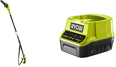 Ryobi ONE+ 18V OPP1820 Cordless Pole Pruner, 20cm Bar (Body only) & RC18120 18V ONE+ Compact Charger