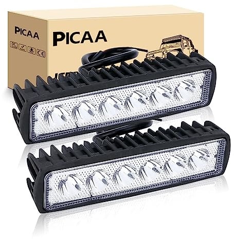 PICAA LED Arbeitsscheinwerfer 2X 18W Slim Arbeitsscheinwerfer Traktor 12V 24V Spotlight Wasserdicht Arbeitslicht led zusatzscheinwerfer für Bagger Traktoren Schlepper Gabelstapler ATV Lkw, offroad