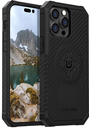 ROKFORM - iPhone 14 Pro Max Hülle, Rugged Serie, magnetisch + MagSafe kompatibel, iPhone Cover mit RokLock Drehverschluss, schützende Apple Gear, Fallgetestete Rüstung (Schwarz)