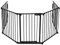 VOUNOT Kaminschutzgitter Metall, 5 Elemente inkl. Sicherheitstür, Konfigurationsgitter Faltbar, mit Montagesatz, Schwarz 300x75 cm