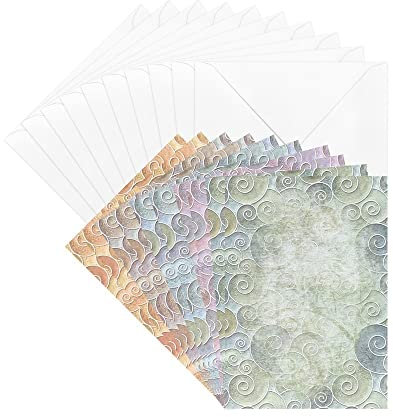 Ideen mit Herz Grußkarten-Set mit Umschlägen | 10 Motiv-Karten | blanko | bunt | neutral | Blumen-Designs | Din B6 (Schnörkel)