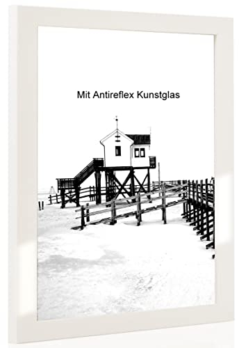 Bilderrahmen weiß glanz mit Antireflexglas - Bildgröße 60x60 cm - Leistenbreite 30mm
