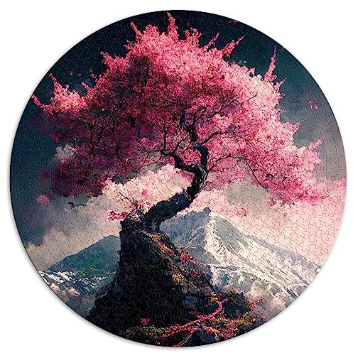 1000-teiliges rundes Puzzle, japanische Kirschblüten, rundes Puzzle für Erwachsene und Kinder, Papppuzzles, schwierig und herausfordernd, Größe: 67,5 x 67,5