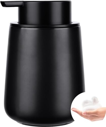 Marstey Foam Hand Soap Dispenser, 400ml Ceramic Foaming Soap Dispenser, Refillable Liquid Lotion Dispenser with Foam Pump for Home Kitchen Bathroom Restaurant Hotel (Black)
