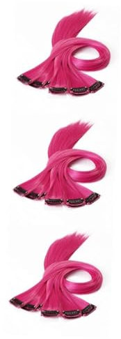 DOITOOL Lot De 3 Extensions Synthétiques À Clips Cheveux Lisses Roux Rose Tendance Légères À Recoiffer À Tondre Permanentes À Rapidement Confortables À Porter Le Jour 10 Pièces X 3