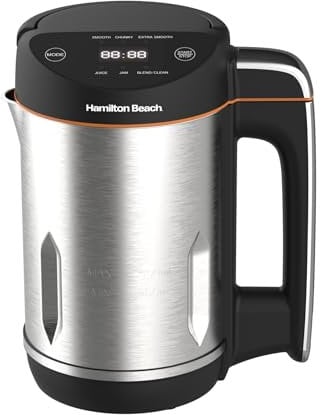 Hamilton Beach Soup Maker Plus, Intelligent Control, 1.6L,1000W, 3 in 1, One Touch Angled Digital Display & Timer, Overspill Sensor, Makes 4 Portions, Soups Smoothies Jams & Juices, Black - HBSM003J