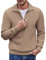 COOFANDY Pullover Herren mit Half Reißverschluß Winterpullover Männer Slim Fit Pulli Khaki M
