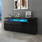 Kommode Sideboard Komodenschrank mit LED 2 Türen 4 Schubladen 1 Offene Ablage für Esszimmer Küche Wohnzimmer Hochglanzfront Möbel (Schwarz)