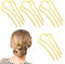 Gjinxi 4 PCS Gold Metal Hair Fork Clips 4-Tooth French Side Combs for Elegant Updos Vintage Twist Styling Tools U-Shape Hair Pins for Weddings Parties and Daily Wear Hairs Accessories for Secure Hold