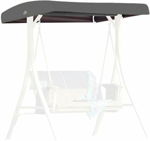 LASDERTV Swing Canopy Replacement Cover, 3 Seater Universal Replacement Canopy for Garden Swing Chair Cover Patio Hammock Cover Top Roof, Waterproof Windproof Anti-UV,Gray,191x120x18/23cm