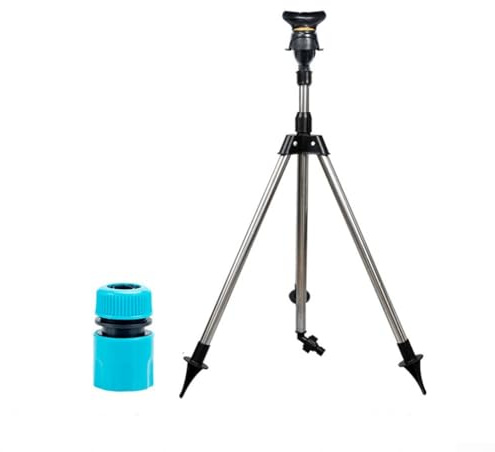 HOHOVYVY Rasensprenger Große Flächen,Teleskopischer Rasensprenger Mit Dreibein Stativ Aus Edelstahl 360° Rotierend Für Gartenbewässerung(B)