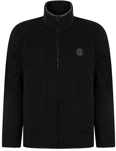 Tokyo Laundry Men's 'Palomas' Sherpa Borg Fleece Funnel Neck Jacket Top with Zip Fasten Pockets