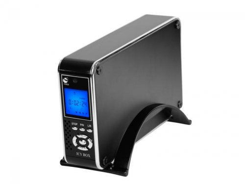 ICY BOX IB-MP302S-B reproductor multimedia y grabador de sonido Negro - Reproductor/sintonizador (FAT32,NTFS, 0,5 TB, 3.5, SATA, BMP,GIF, MP3)