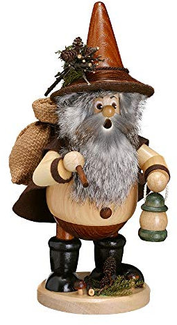 Drechselwerkstatt Uhlig R?ucherm?nnchen Waldwichtel Wanderer, Natural - 25cm - Original Erzgebirge R?uchermann