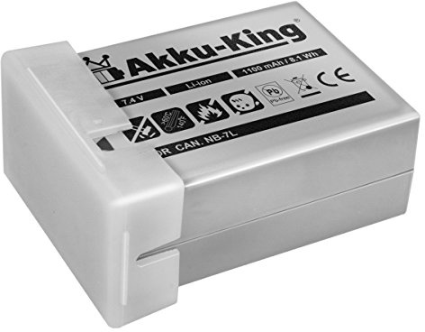 Akku-King Akku kompatibel mit Canon NB-7L Li-Ion 1100mAh - für PowerShot G10, G11, G12, SX30 is, 3153B001