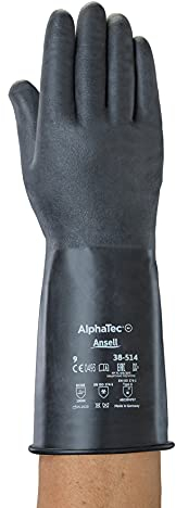 Ansell ChemTek 38-514 Butyl/Viton Handschuhe, Chemikalien- und Flüssigkeitsschutz, Schwarz, Größe 9 (1 Paar pro Beutel)