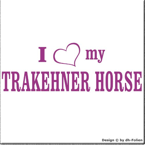 cartattoo4you® AI-01987 | I Love (als Herz) My TRAKEHNER Horse | Autoaufkleber Aufkleber Farbe Hellviolett, in 24 Farben erhältlich, glänzend 20 x 7 cm Motiv Copyright by dh-Folien