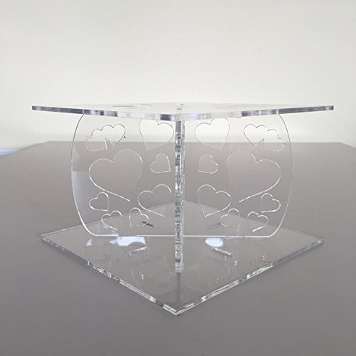 Soporte cuadrado para tartas de un solo nivel, transparente, base de 30 cm, parte superior de 28 cm