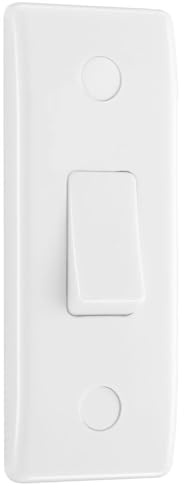 BG Electrical Single Architrave Slim Light Switch for Door Frames, 2 Way, Round Edge, Nexus 800 Series, White Moulded, 20A, 847