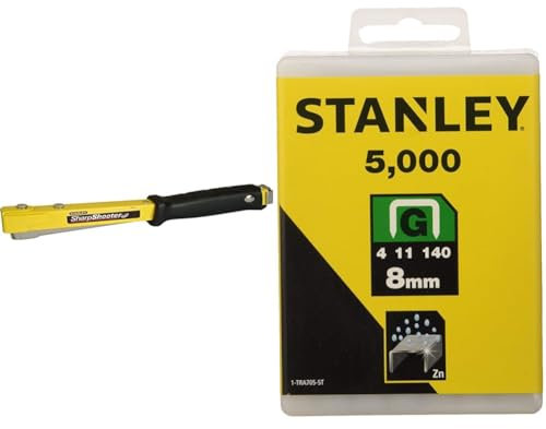 Stanley HAMMER TACKER + Stanley 1-TRA705-5T Lot de 5000 agrafes robustes de type G 8 mm