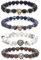 4 Stuck Lavastein Armband Perlen Armbänder für Herren und Damen Natur Stein Armbänder