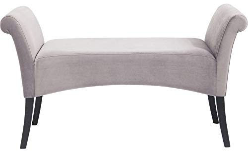 Kare Design Bank Motley Velvet, gepolsterte Sitzbank mit Samt Bezug, Beine aus Buchenholz, 45cm Sitzhöhe, Sitzgelegenheit, Sitzbank Flur, Hockerbank, Grau, 62x107x38cm