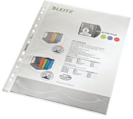 Leitz 4790 Prospekthülle Standard, A4, PP, genarbt, 0,09 mm, dokumentenecht, farblos, 100 Stück; Packungsinhalt: 100 Stück
