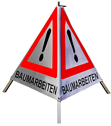 Warnpyramide/Faltsignal Achtung(VZ101) BAUMARBEITEN 70cm - retro-refl. schwer