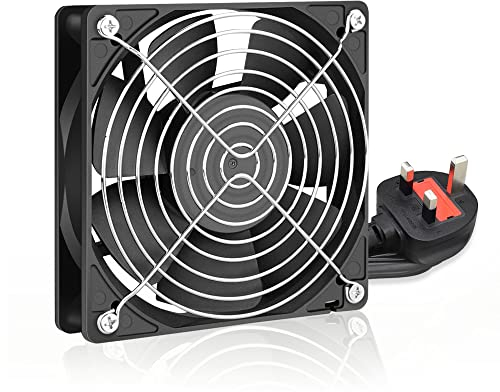 GDSTIME 120mm 240V Fan with AC Powered Plug 220V 230V 240V Computer Fan 120mm x 25mm Axial Dual Ball Bearing 2700 RPM 86.6 CFM For PC Server Cabinet Workstation Ventilation Replacement