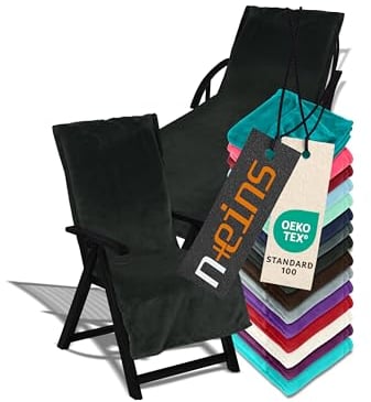 npluseins Auflage für Gartenmöbel - Schonbezug mit Kapuze - Flausch 1521.2199, Gartenstuhl ca. 60 x 130 cm, schwarz