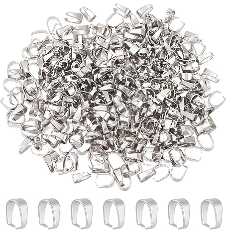 UNICRAFTALE 300 pz 304 Acciaio Inossidabile Snap On Bails Pinch Bails Ciondolo Bails Connettori Gancio Ciondolo Catenacci per DIY Ciondola Charms Neckalce Gioielli Fai Da Te Craft Making 7x6.5x3mm