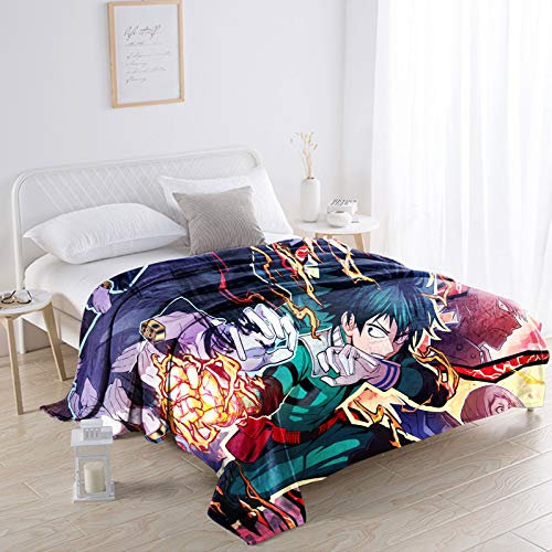 My Hero Academia Collage Anime Hawks Manga Flanell-Überwurf, Decke, ultraweiche Tagesdecke, Mikrofaser-Fleece-Decke, langlebig, Heimdekoration, perfekt für Couch, Sofa, Bett, 120 x 150 cm für Jungen