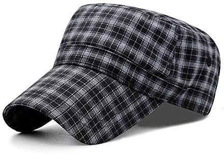 Uteruik Army Cap Military Hat Flat Top Plaid Baseball Cap Sonnenhut für Männer & Frauen