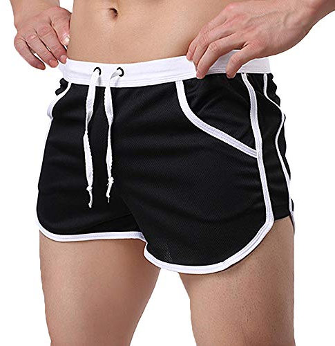 Rexcyril Herren-Shorts, für Laufen, Workout, Bodybuilding, Sport, Freizeit, kurze Hose, schwarz, X-Klein