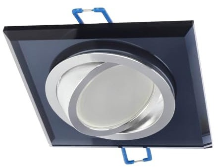 EDO Einbaustrahler CRYSTAL R Quadrat Schwarz aus gehärtetem Glas – Kompatibel mit GU10/GX5.3 Leuchtmitteln - Elegante Spot Deckenleuchte für Wohnzimmer, Flur, Küche