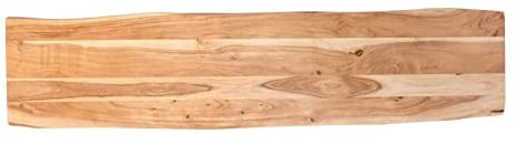 SAM Tischplatte 180x40 cm Emilio, Holzplatte Akazienholz massiv + naturfarben + lackiert, Baumkanten-Platte für Heimwerker, Arbeitsplatten, Tische & Fensterbretter