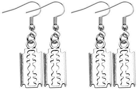 Holibanna 2 Pairs Punk Baumeln Ohrringe Rasierklinge Ohr Drop Gothic Anhänger Ohrring Neuheit Ohr Schmuck Dekoration für Frauen Männer