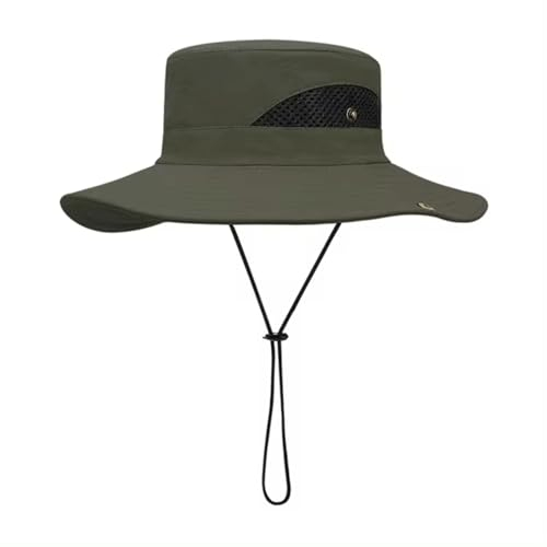 Sombrero Pescador, ala Ancha Sombreros Hombre Mujer, Plegable Impermeables Sombreros para Playa, Senderismo, Safari, Trekking (Verde Militar)